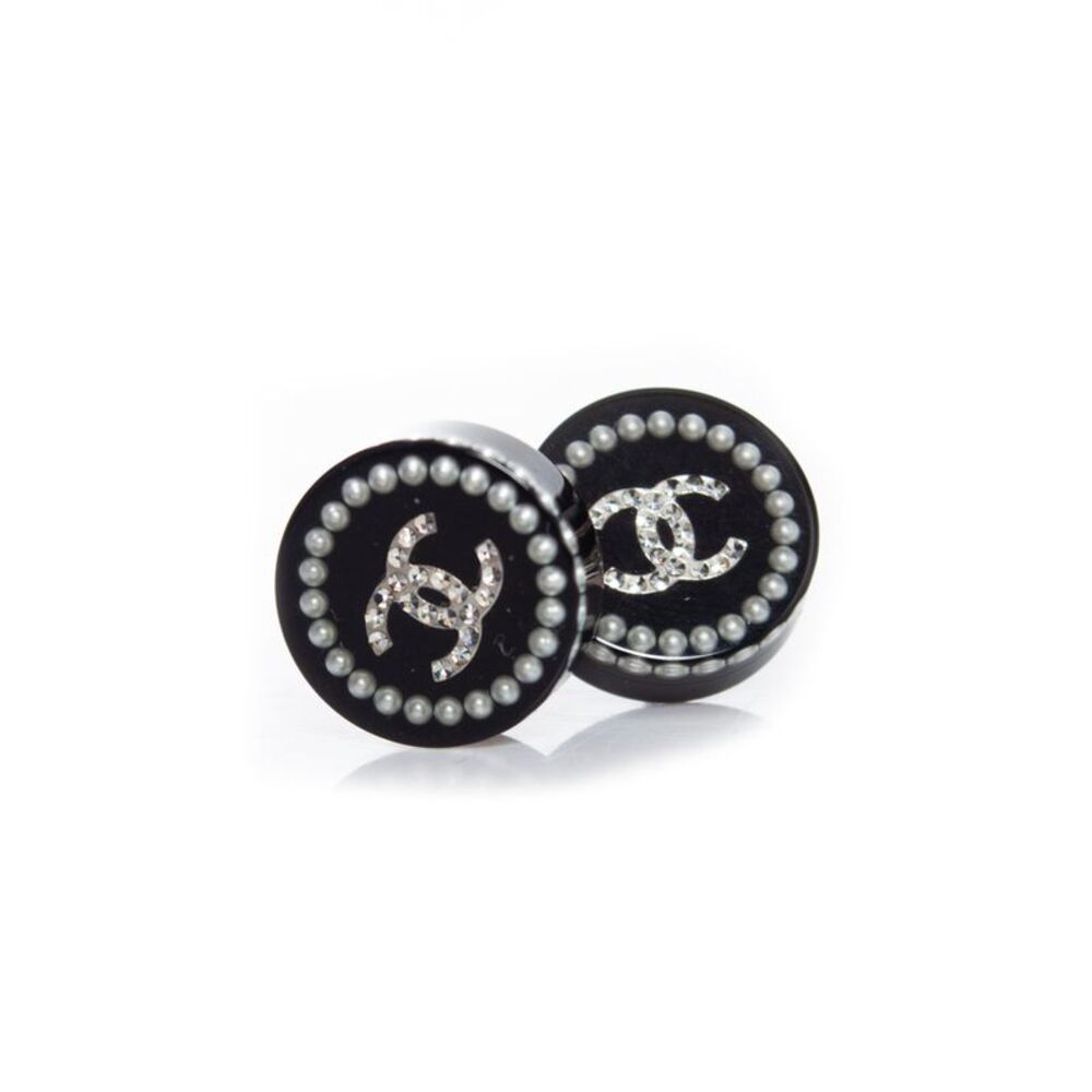 Chanel Round studded pearl and rhinestone earrings